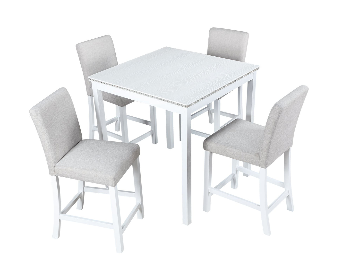 5 Piece Counter Height Table Set, Wooden Kitchen Table Set with Square Table and 4 Upholstered Chairs, Counter Height Di image 9