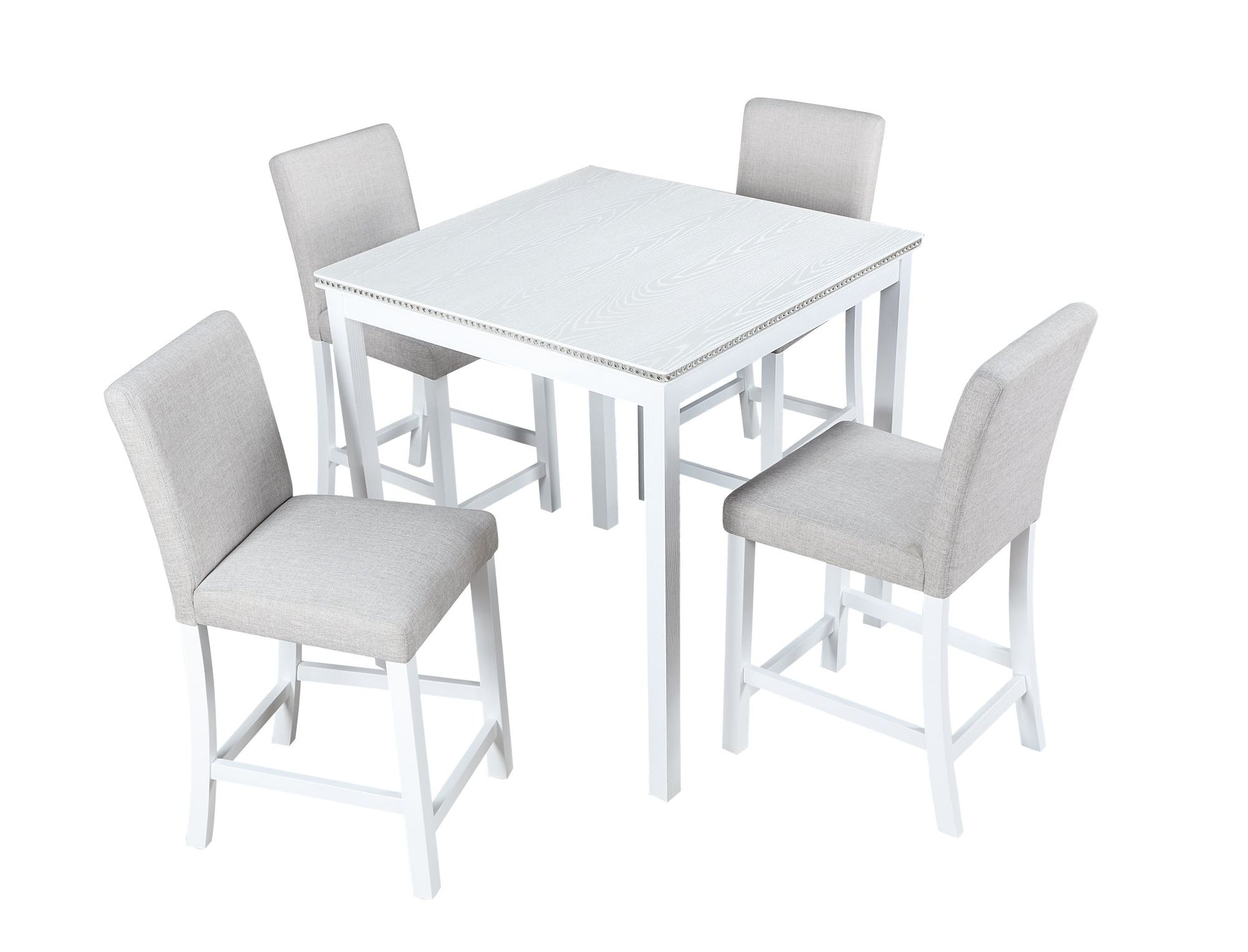 5 Piece Counter Height Table Set, Wooden Kitchen Table Set with Square Table and 4 Upholstered Chairs, Counter Height Di image 9