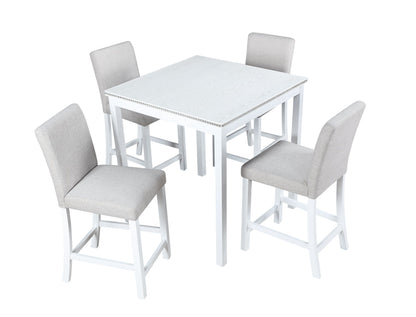 5 Piece Counter Height Table Set, Wooden Kitchen Table Set with Square Table and 4 Upholstered Chairs, Counter Height Di image 9