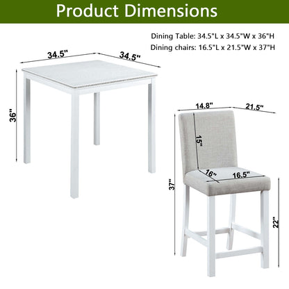 5 Piece Counter Height Table Set, Wooden Kitchen Table Set with Square Table and 4 Upholstered Chairs, Counter Height Di image 8