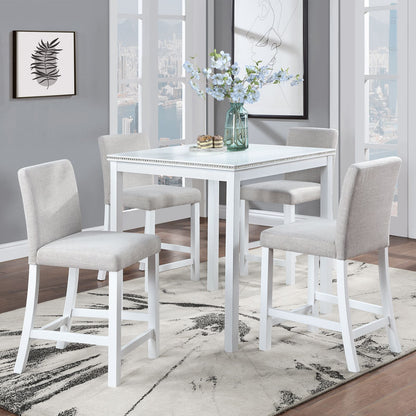 5 Piece Counter Height Table Set, Wooden Kitchen Table Set with Square Table and 4 Upholstered Chairs, Counter Height Di image 1