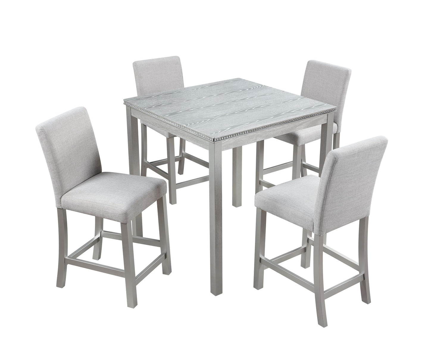 5 Piece Counter Height Table Set, Wooden Kitchen Table Set with Square Table and 4 Upholstered Chairs, Counter Height Di image 9