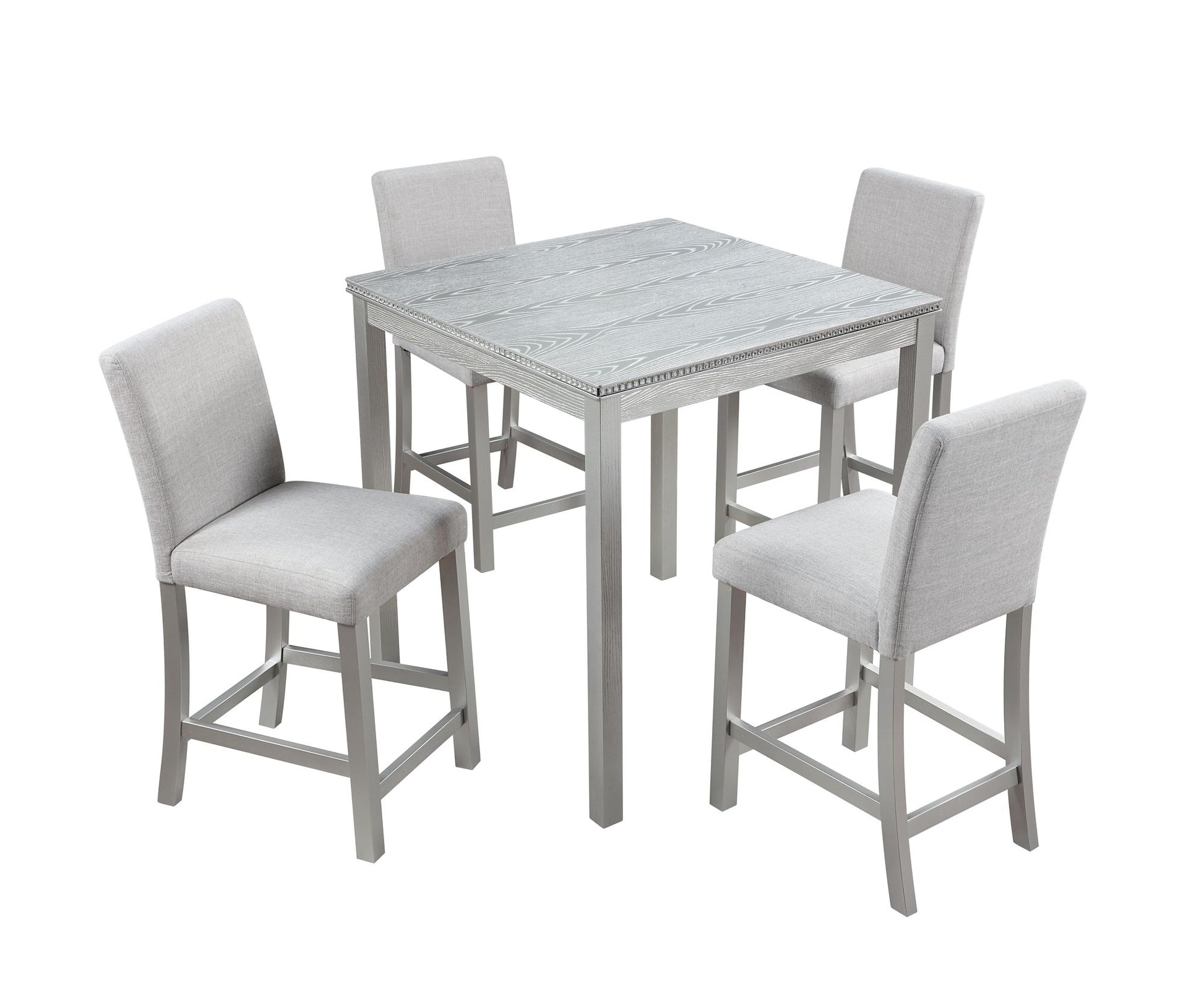 5 Piece Counter Height Table Set, Wooden Kitchen Table Set with Square Table and 4 Upholstered Chairs, Counter Height Di image 9