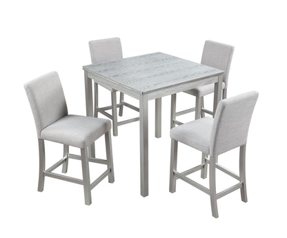 5 Piece Counter Height Table Set, Wooden Kitchen Table Set with Square Table and 4 Upholstered Chairs, Counter Height Di image 9