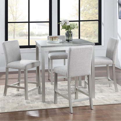 5 Piece Counter Height Table Set, Wooden Kitchen Table Set with Square Table and 4 Upholstered Chairs, Counter Height Di image 2