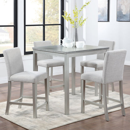 5 Piece Counter Height Table Set, Wooden Kitchen Table Set with Square Table and 4 Upholstered Chairs, Counter Height Di image 1
