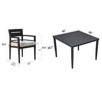 5-Piece Outdoor Patio Aluminum Furniture, Modern Dining Set, including 4 Dining Chairs Sunbrella Fabric Cushioned and 40 image 6