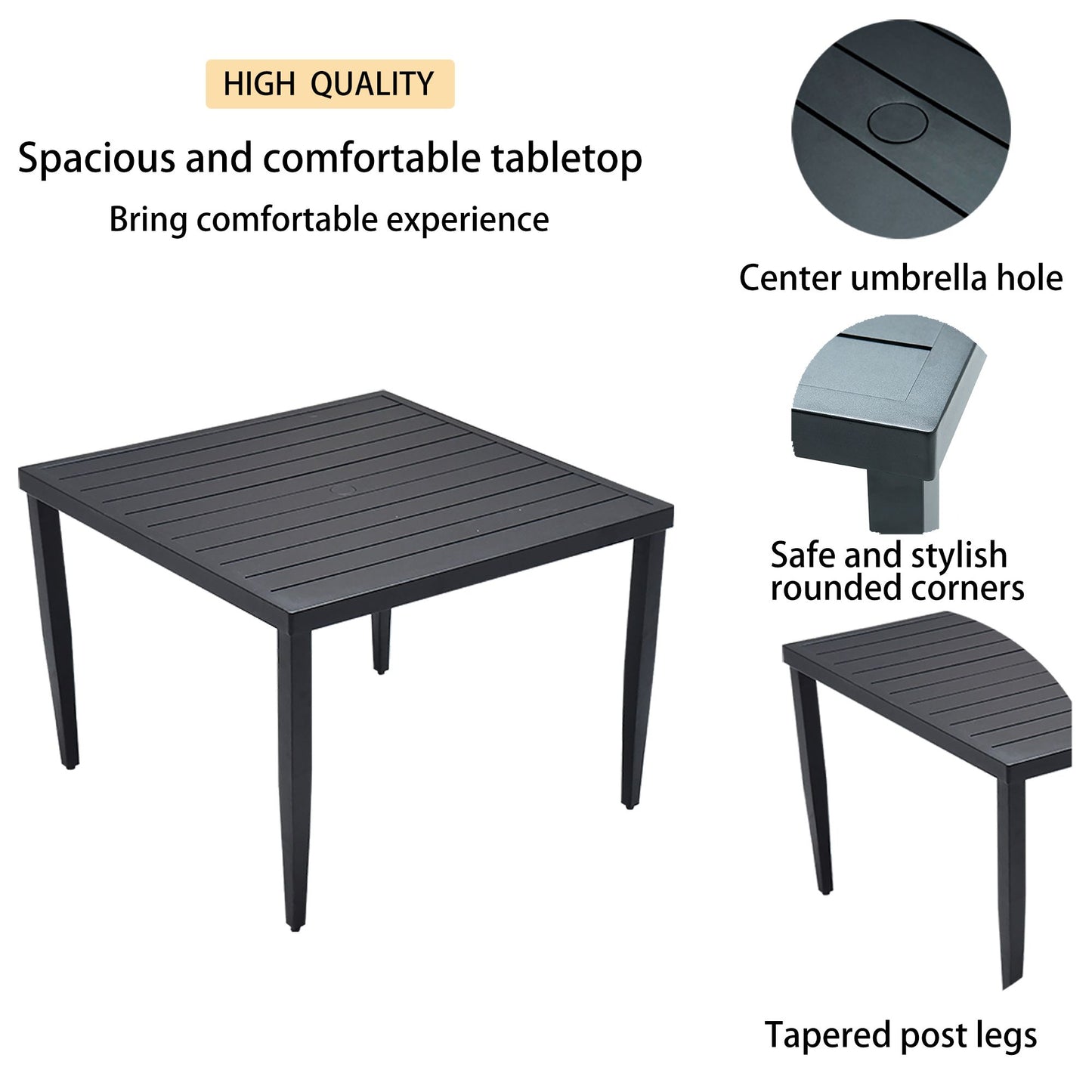 5-Piece Outdoor Patio Aluminum Furniture, Modern Dining Set, including 4 Dining Chairs Sunbrella Fabric Cushioned and 40 image 5