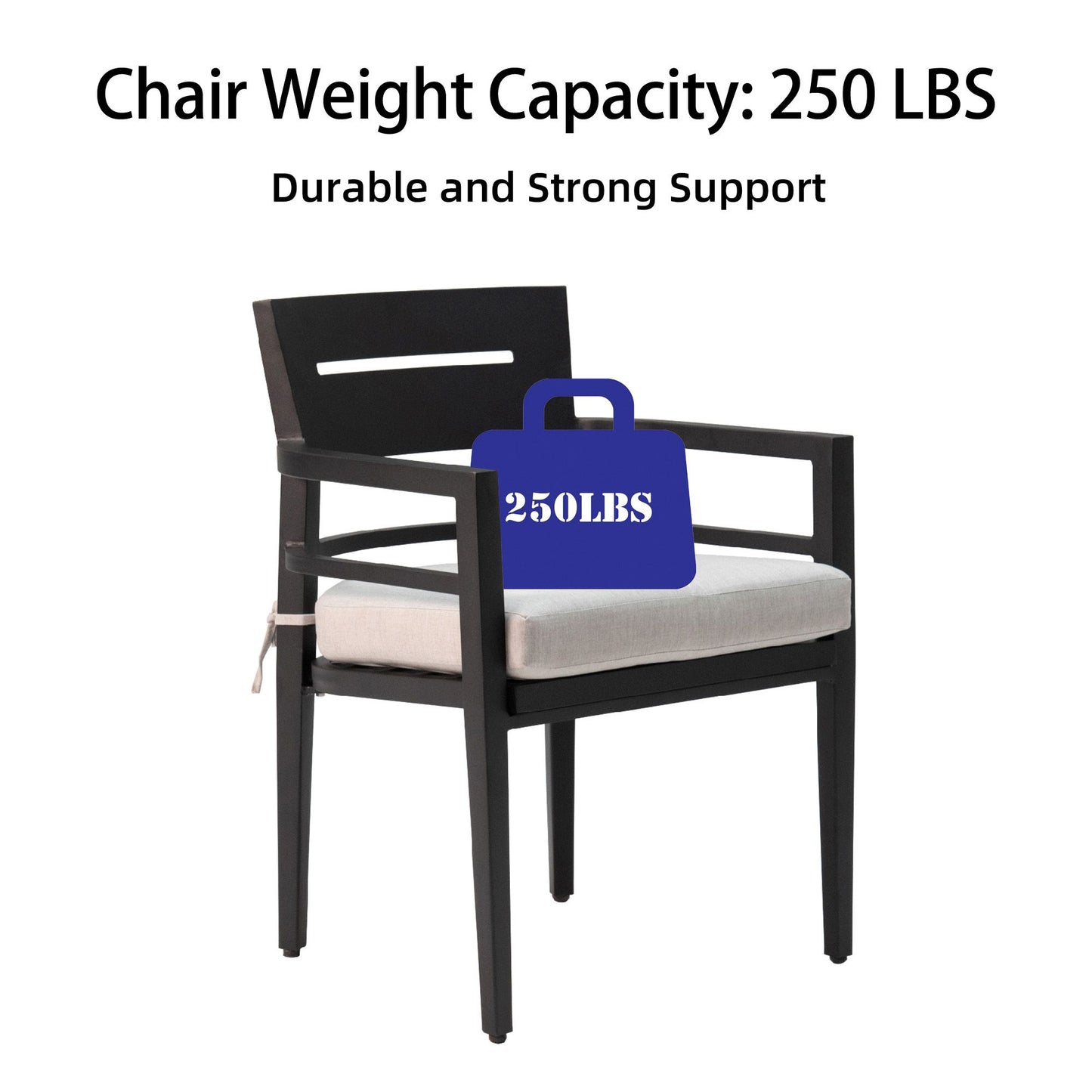 5-Piece Outdoor Patio Aluminum Furniture, Modern Dining Set, including 4 Dining Chairs Sunbrella Fabric Cushioned and 40 image 9