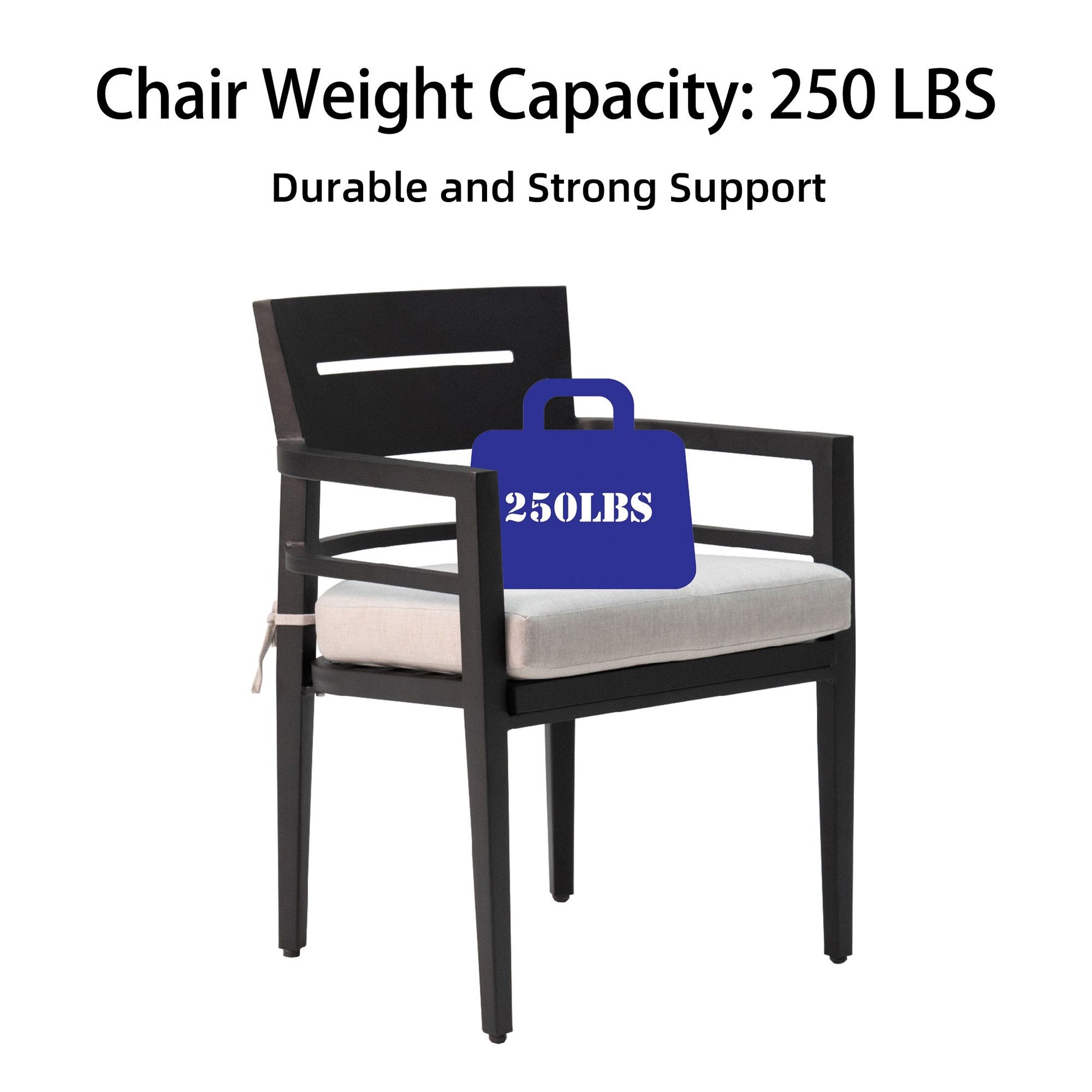 5-Piece Outdoor Patio Aluminum Furniture, Modern Dining Set, including 4 Dining Chairs Sunbrella Fabric Cushioned and 40 image 9