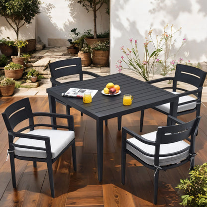 5-Piece Outdoor Patio Aluminum Furniture, Modern Dining Set, including 4 Dining Chairs Sunbrella Fabric Cushioned and 40 image 1