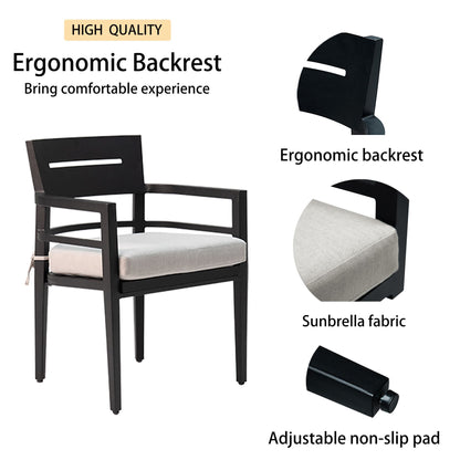 5-Piece Outdoor Patio Aluminum Furniture, Modern Dining Set, including 4 Dining Chairs Sunbrella Fabric Cushioned and 40 image 2