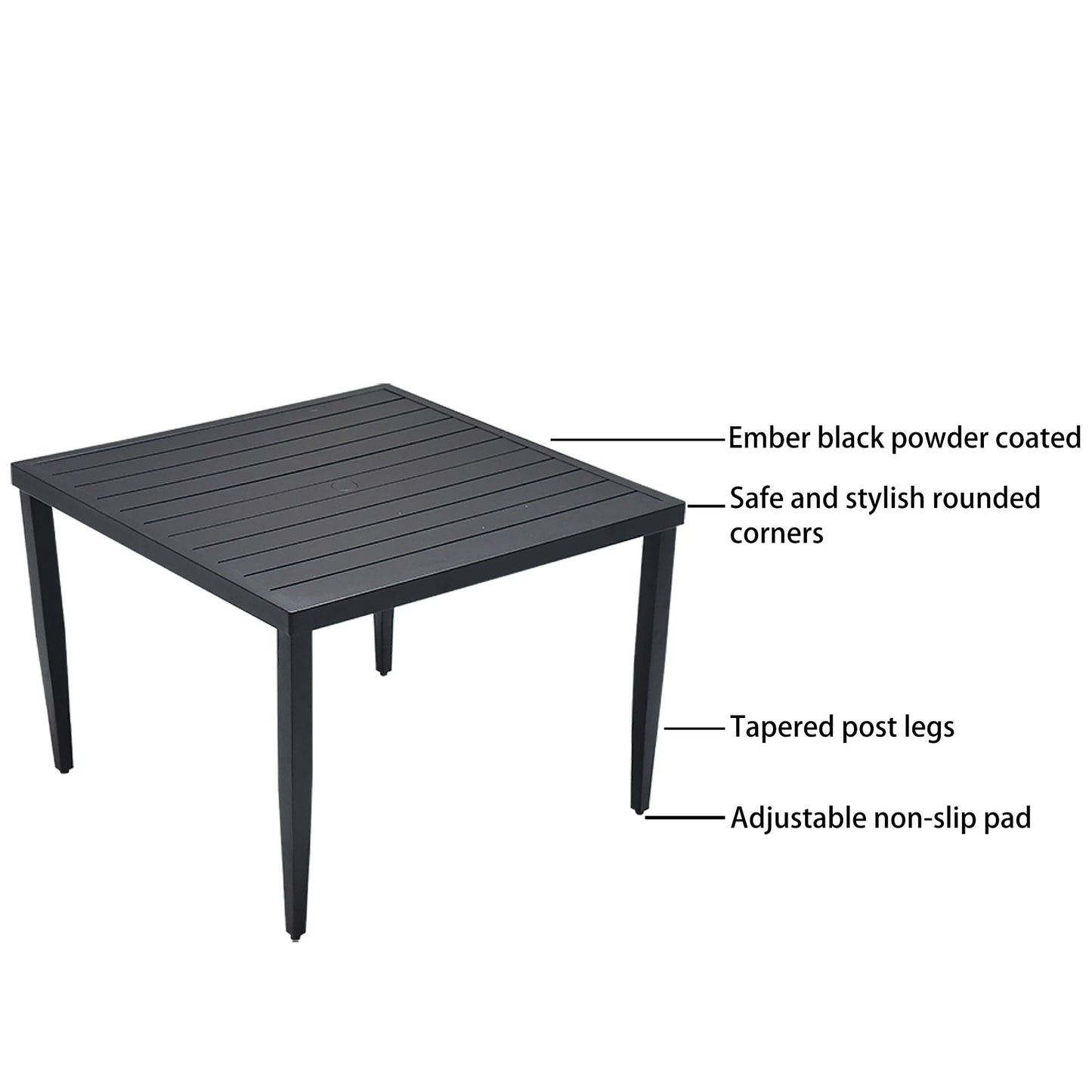 5-Piece Outdoor Patio Aluminum Furniture, Modern Dining Set, including 4 Dining Chairs Sunbrella Fabric Cushioned and 40 image 4
