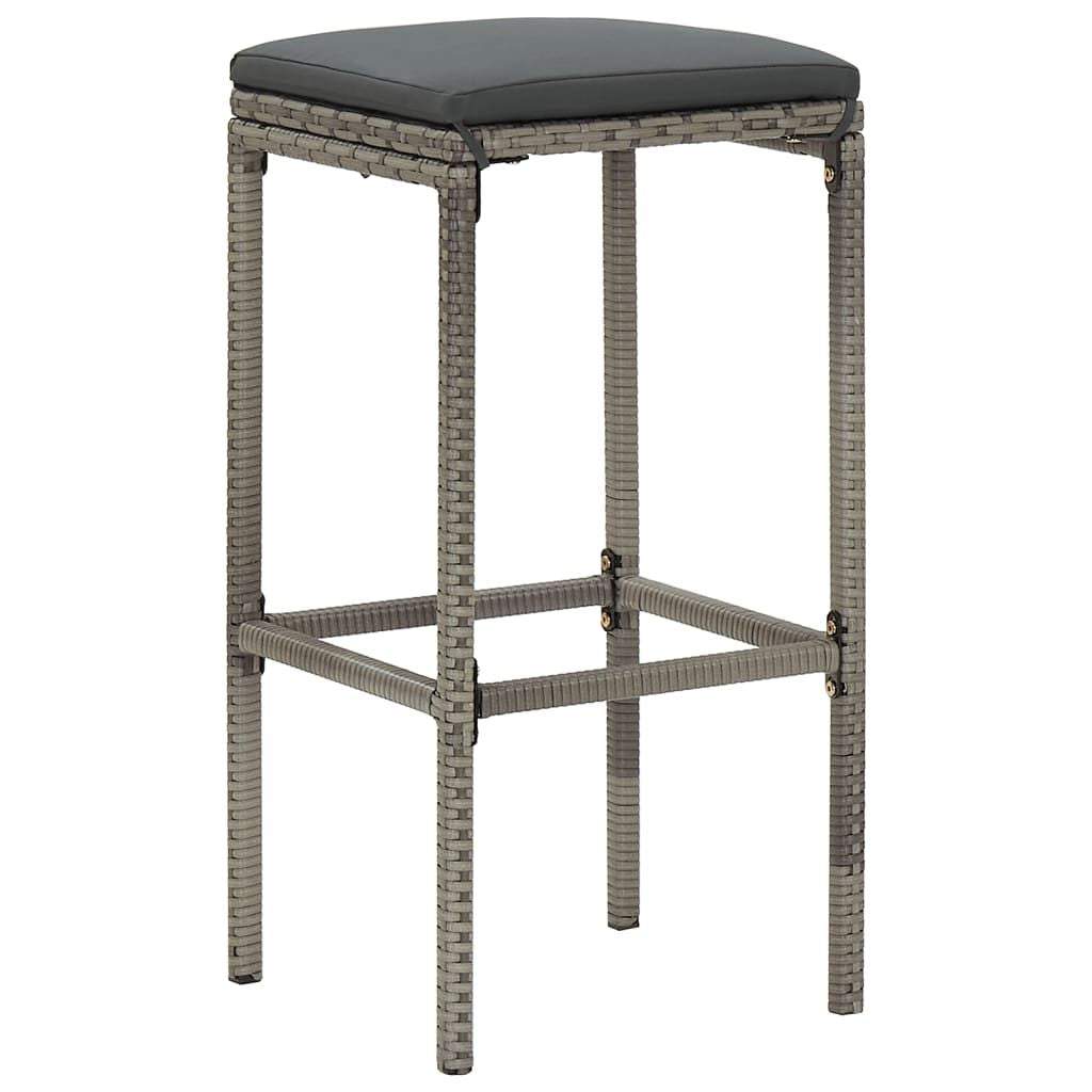 5 Piece Patio Bar Set Gray Solid Wood Acacia and Poly Rattan image 4