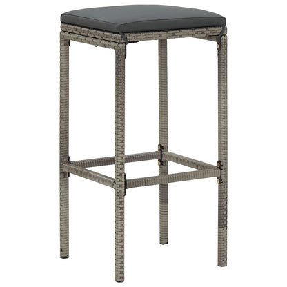 5 Piece Patio Bar Set Gray Solid Wood Acacia and Poly Rattan image 4