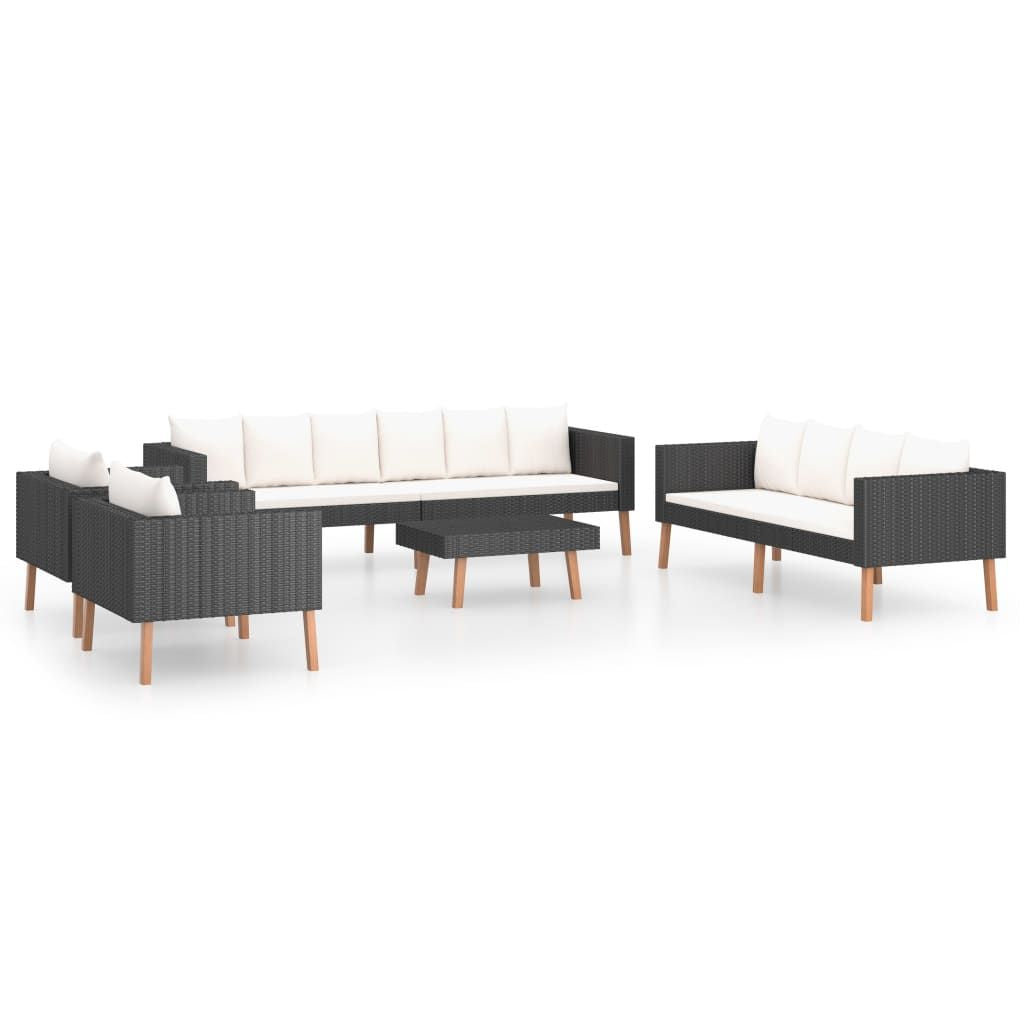 5 Piece Patio Lounge Set with Cushions Poly Rattan Black image 2