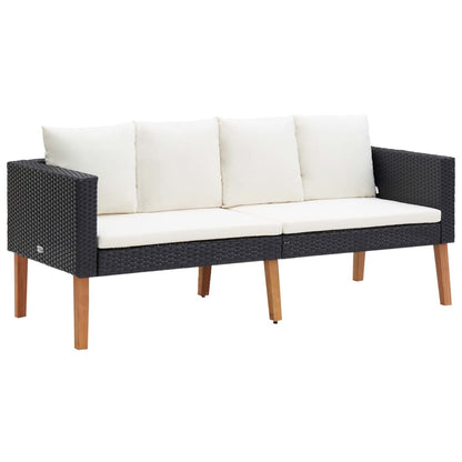 5 Piece Patio Lounge Set with Cushions Poly Rattan Black image 16