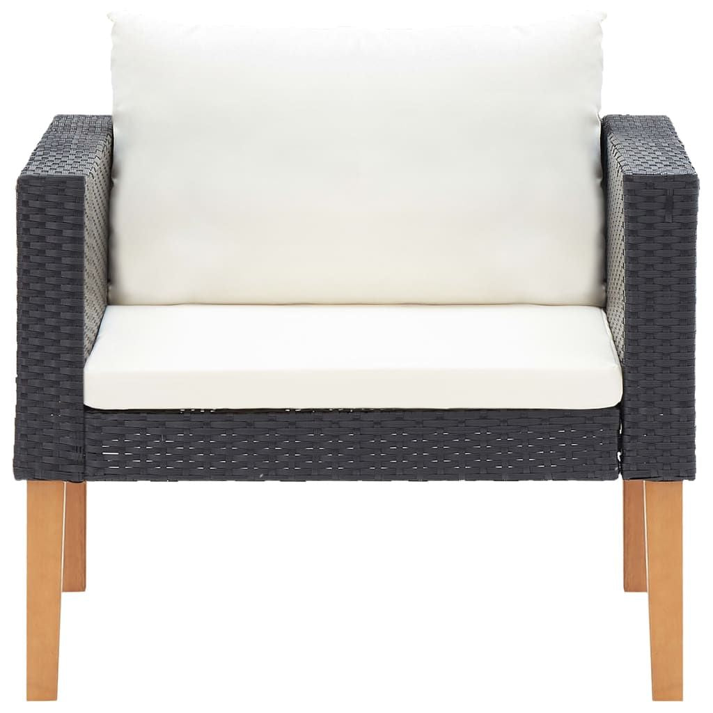 5 Piece Patio Lounge Set with Cushions Poly Rattan Black image 4