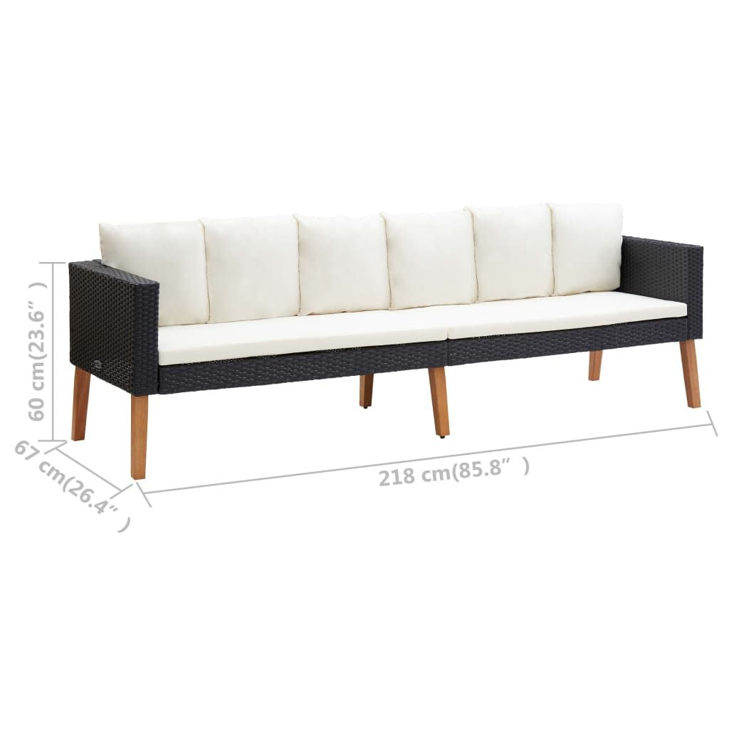 5 Piece Patio Lounge Set with Cushions Poly Rattan Black image 12