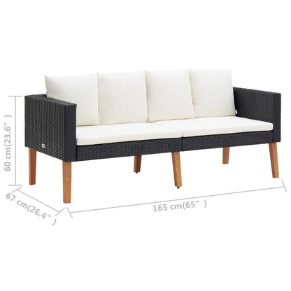 5 Piece Patio Lounge Set with Cushions Poly Rattan Black image 11