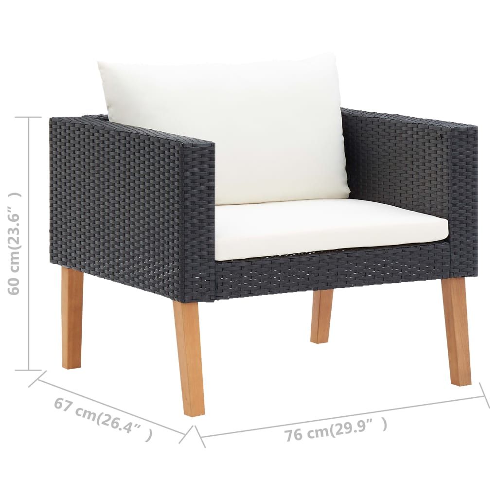 5 Piece Patio Lounge Set with Cushions Poly Rattan Black image 10