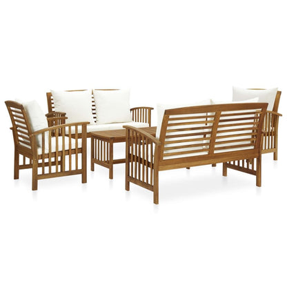 5 Piece Patio Lounge Set with Cushions Solid Acacia Wood image 1