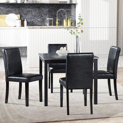5 Piece Wooden Dining Table Set, Kitchen Table Set with a Square Table and 4 Upholstered Chairs, Wooden Dining Room Tabl image 2