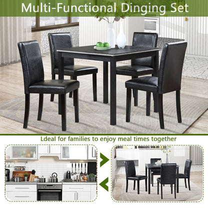 5 Piece Wooden Dining Table Set, Kitchen Table Set with a Square Table and 4 Upholstered Chairs, Wooden Dining Room Tabl image 3
