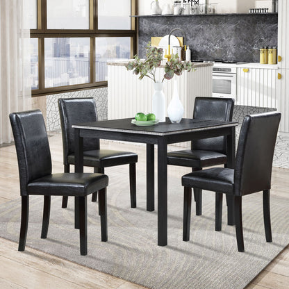 5 Piece Wooden Dining Table Set, Kitchen Table Set with a Square Table and 4 Upholstered Chairs, Wooden Dining Room Tabl image 1