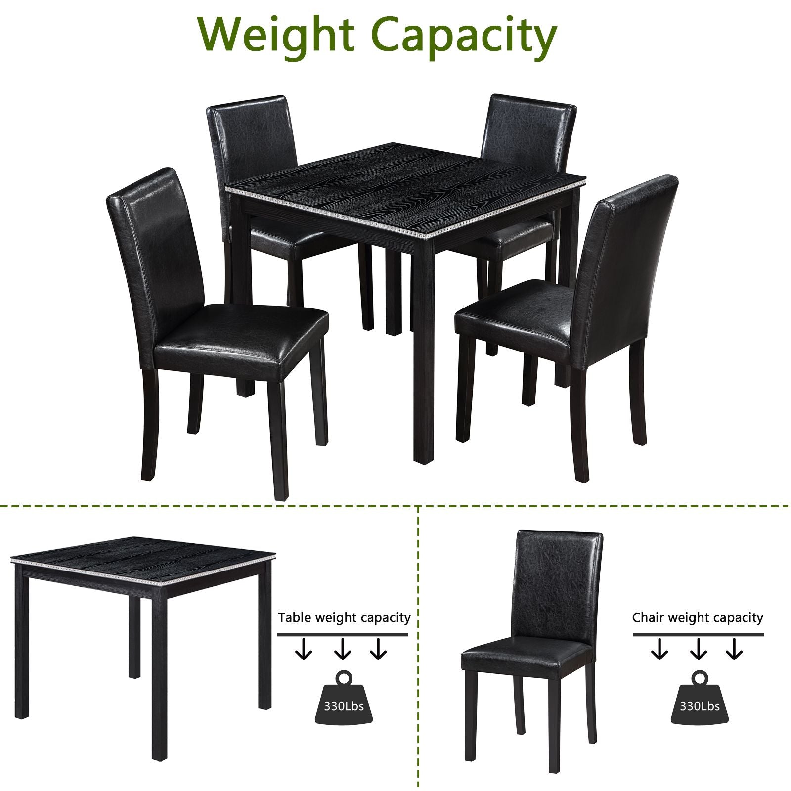 5 Piece Wooden Dining Table Set, Kitchen Table Set with a Square Table and 4 Upholstered Chairs, Wooden Dining Room Tabl image 7