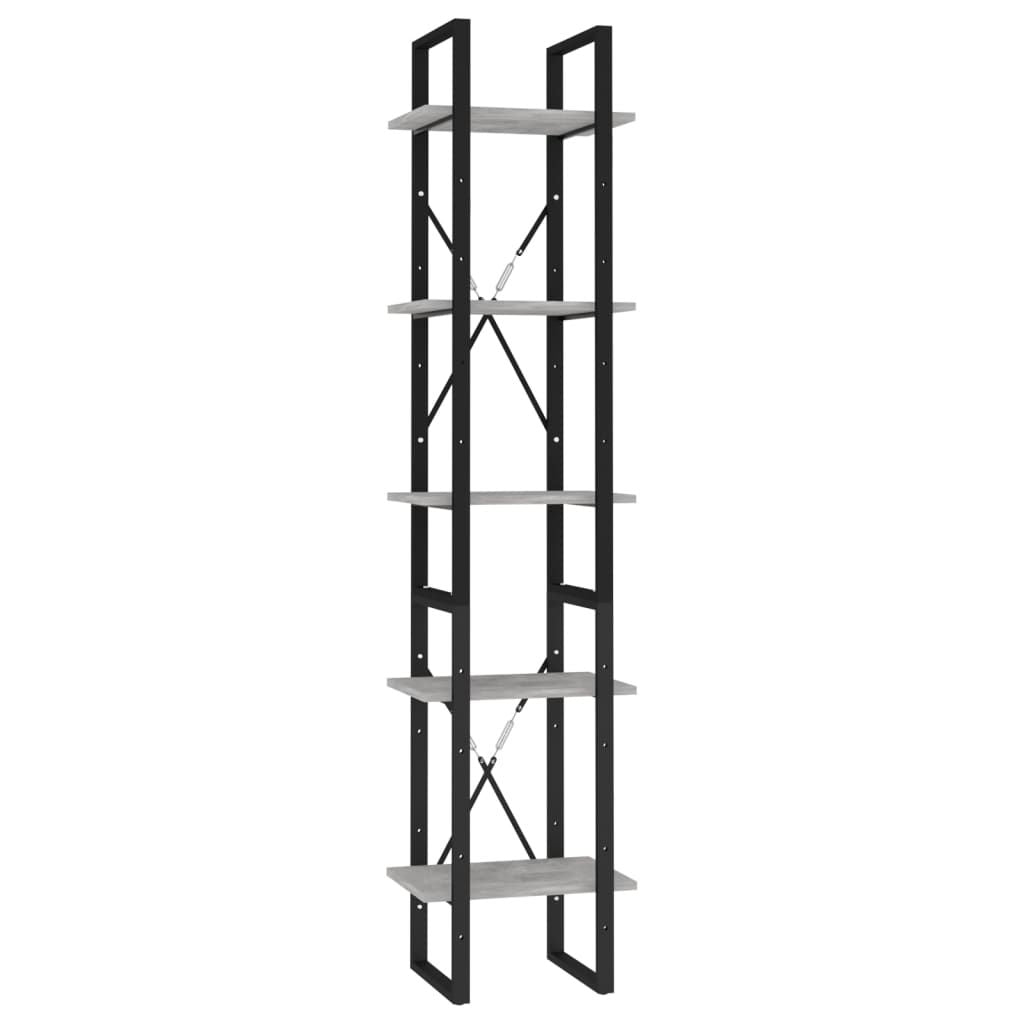 5-Tier Book Cabinet Concrete Gray 15.7"x11.8"x68.9" Engineered Wood image 2