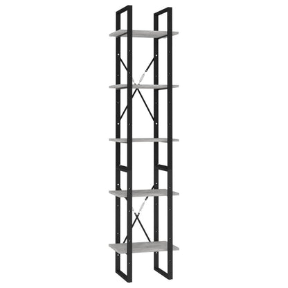 5-Tier Book Cabinet Concrete Gray 15.7"x11.8"x68.9" Engineered Wood image 2