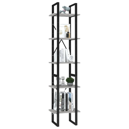 5-Tier Book Cabinet Concrete Gray 15.7"x11.8"x68.9" Engineered Wood image 3