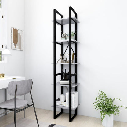 5-Tier Book Cabinet Concrete Gray 15.7"x11.8"x68.9" Engineered Wood image 1