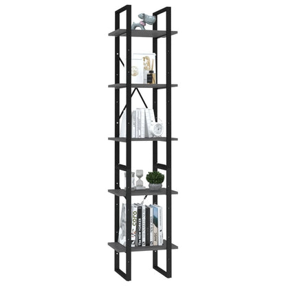 5-Tier Book Cabinet Gray 15.7"x11.8"x68.9" Engineered Wood image 3