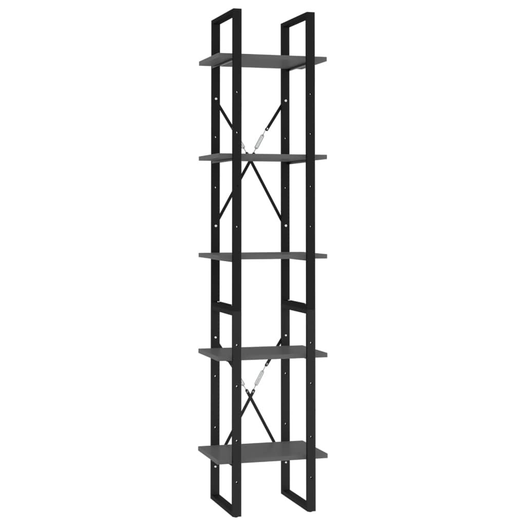 5-Tier Book Cabinet Gray 15.7"x11.8"x68.9" Engineered Wood image 2