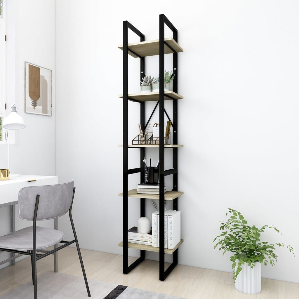 5-Tier Book Cabinet Sonoma Oak 15.7"x11.8"x68.9" Engineered Wood image 1