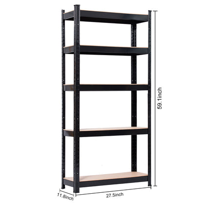 5 Tier Heavy Duty Metal Shelving Rack Unit Garage Storage Shelf Black UK image 15