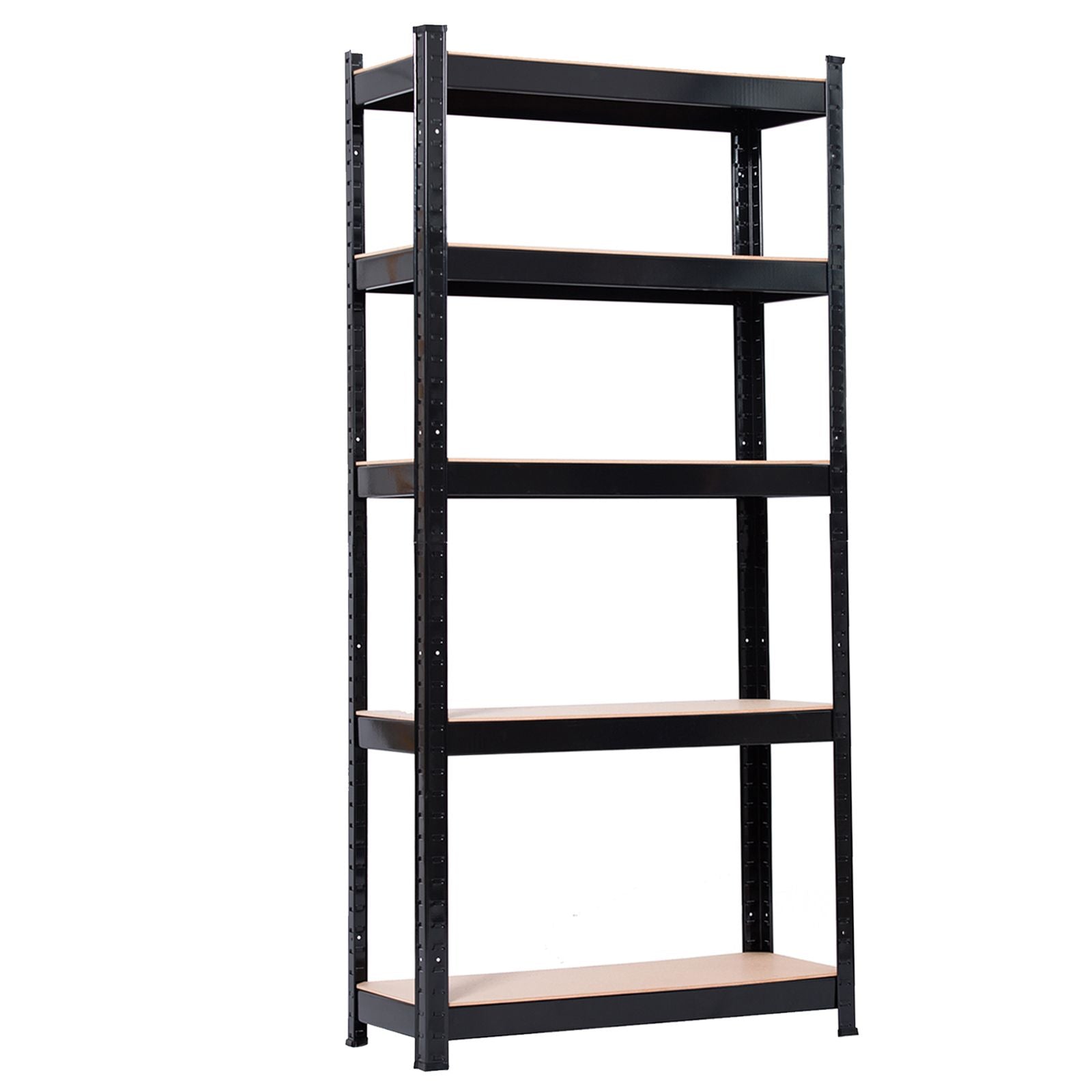 5 Tier Heavy Duty Metal Shelving Rack Unit Garage Storage Shelf Black - Loaded with Boxes