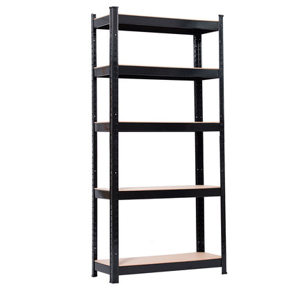 5 Tier Heavy Duty Metal Shelving Rack Unit Garage Storage Shelf Black - Loaded with Boxes
