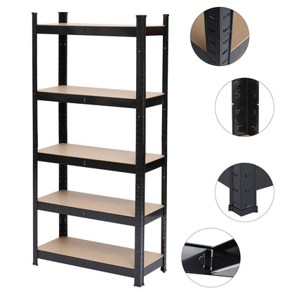 5 Tier Heavy Duty Metal Shelving Rack Unit Garage Storage Shelf Black - Dimensions
