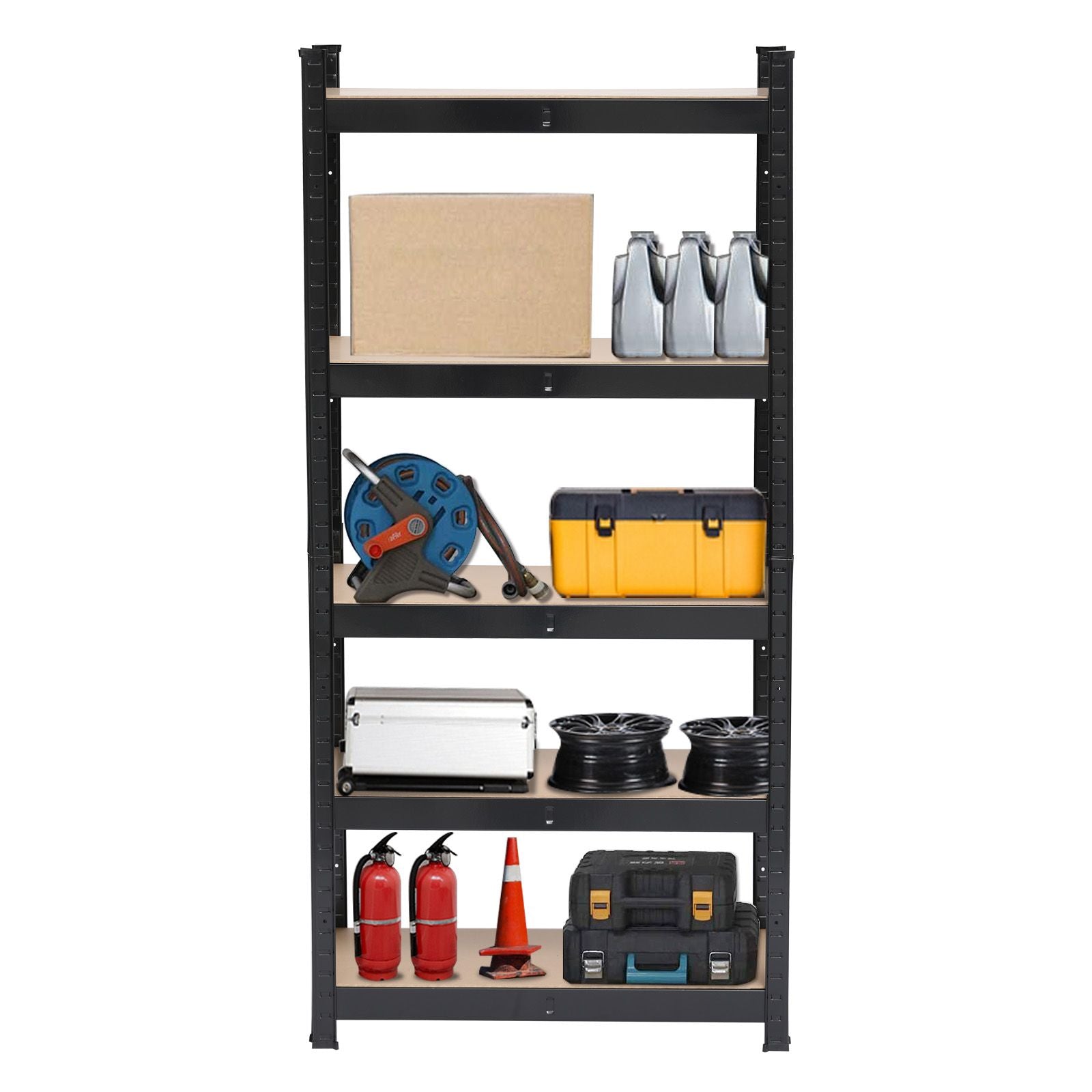 5 Tier Heavy Duty Metal Shelving Rack Unit Garage Storage Shelf Black - Packaging