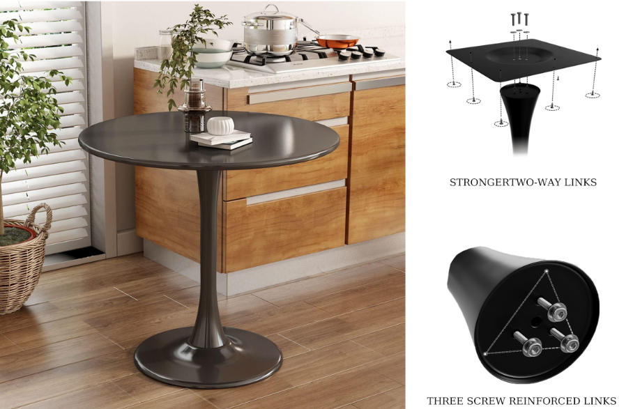 Modern Round Dining Table, ∅31.5'' Kitchen Dining Room Furniture, Coffee Table, Leisure Table, Living Room Table, Dining Table, Kitchen Table, Oval Dining Table (BLACK) image 4