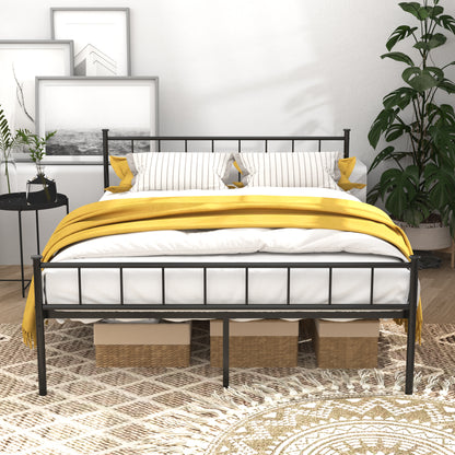 Queen Size Bed Frame, Headboard and Footboard,Structurally Stable, Under Bed Storage,No Box Spring Needed,Black image 2