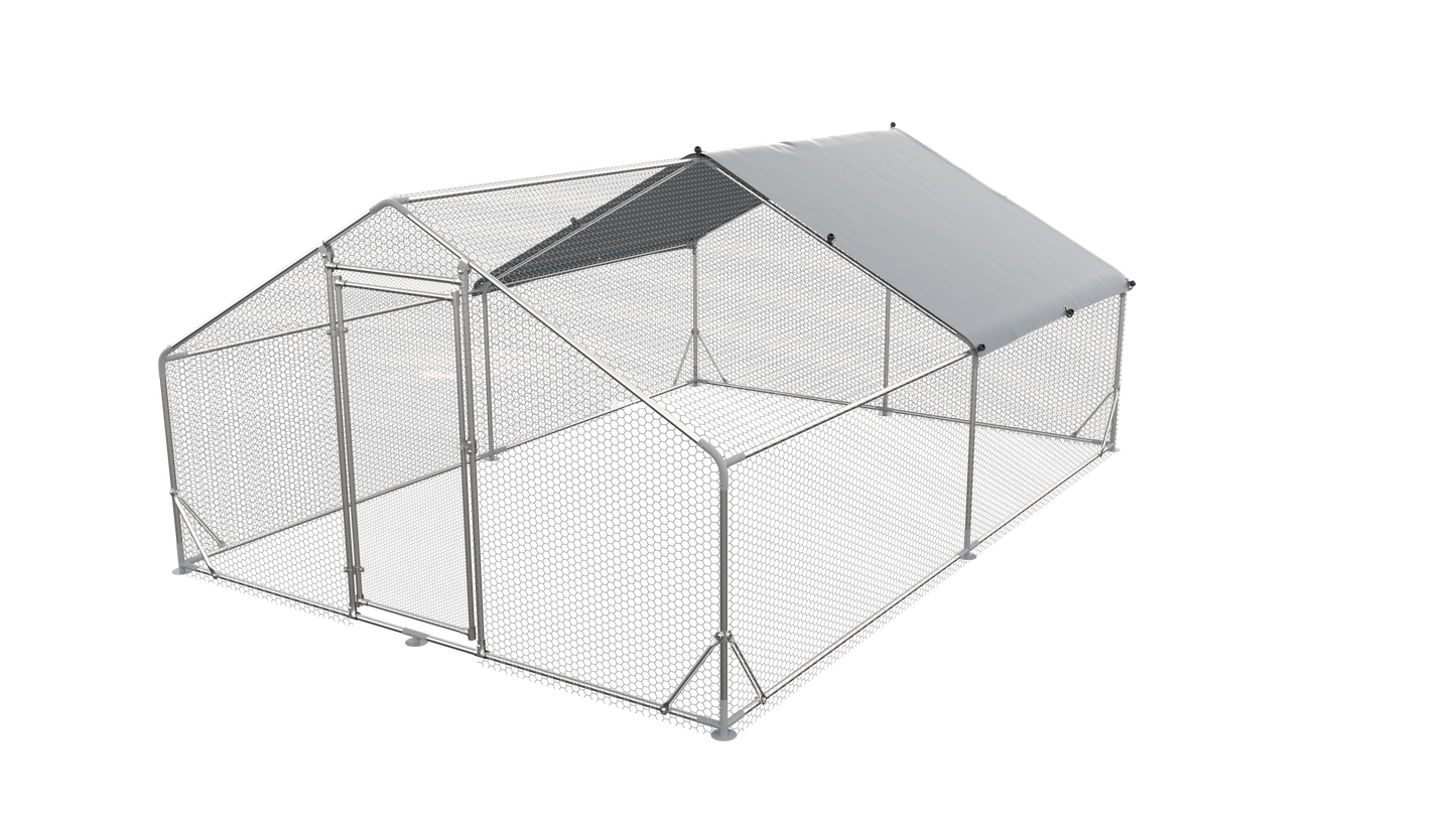 Large Metal Chicken Coop Walk-in Poultry Cage Hen Run House Rabbits Habitat Cage Spire Shaped Coop with Waterproof and Anti-Ultraviolet Cover (13.1' L x 9.8' W x 6.4' H) image 1
