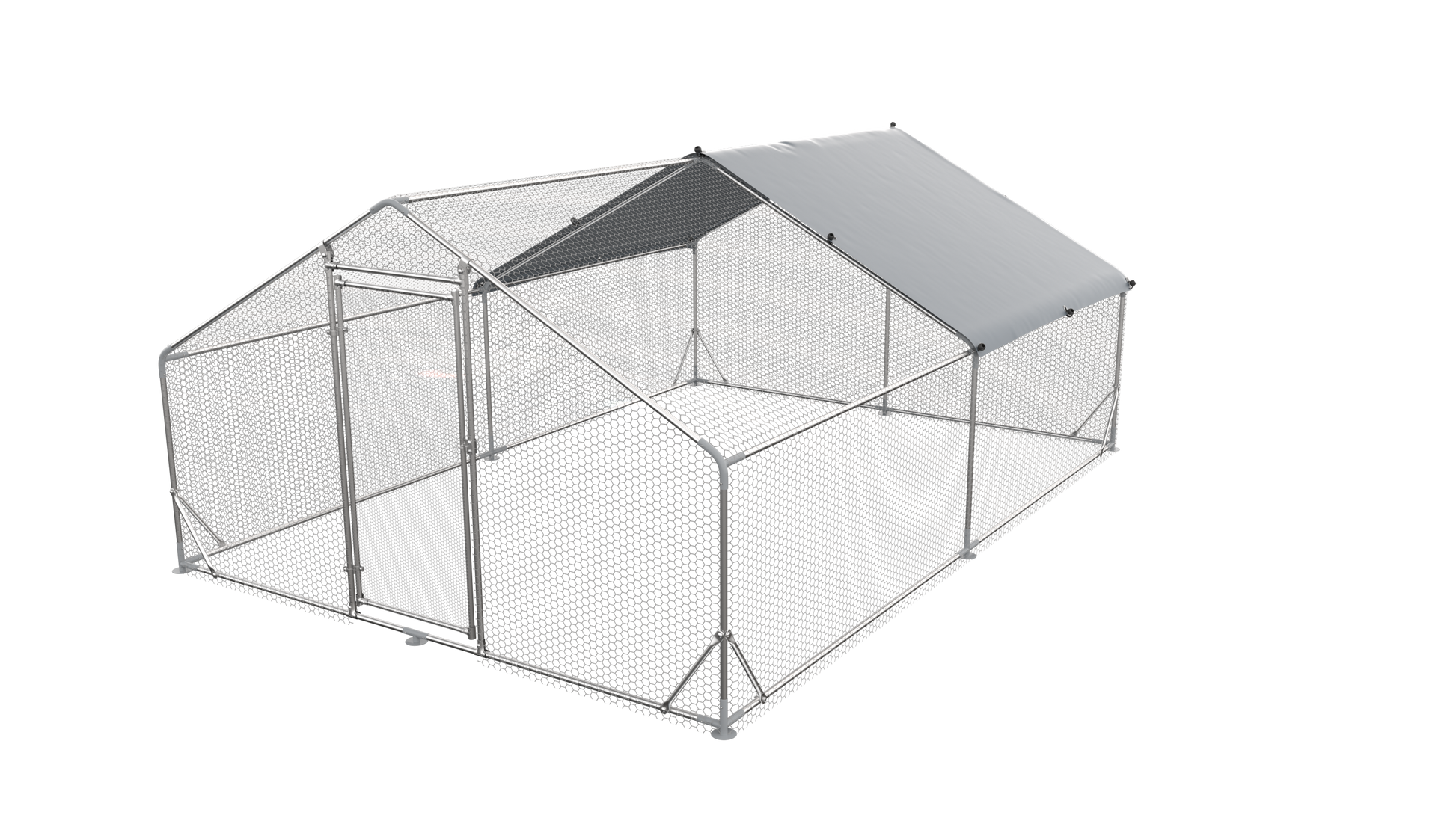 Large Metal Chicken Coop Walk-in Poultry Cage Hen Run House Rabbits Habitat Cage Spire Shaped Coop with Waterproof and Anti-Ultraviolet Cover (13.1' L x 9.8' W x 6.4' H) image 1