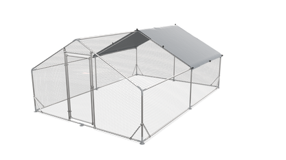 Large Metal Chicken Coop Walk-in Poultry Cage Hen Run House Rabbits Habitat Cage Spire Shaped Coop with Waterproof and Anti-Ultraviolet Cover (13.1' L x 9.8' W x 6.4' H) image 1
