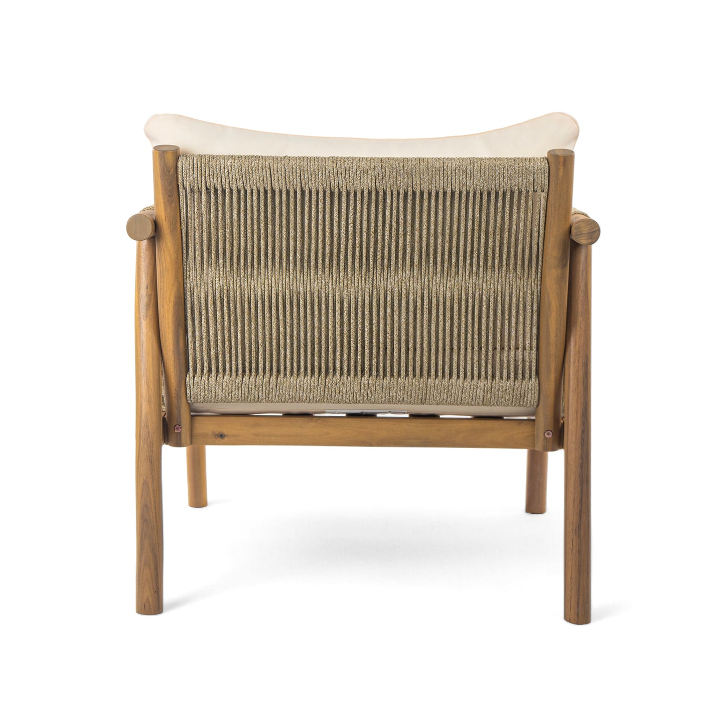 28" Modern Outdoor Woven Lounge Chair with Solid Wood Frame and Comfortable Polyester Cushions, Perfect for Patio, Garden, or Balcony image 6