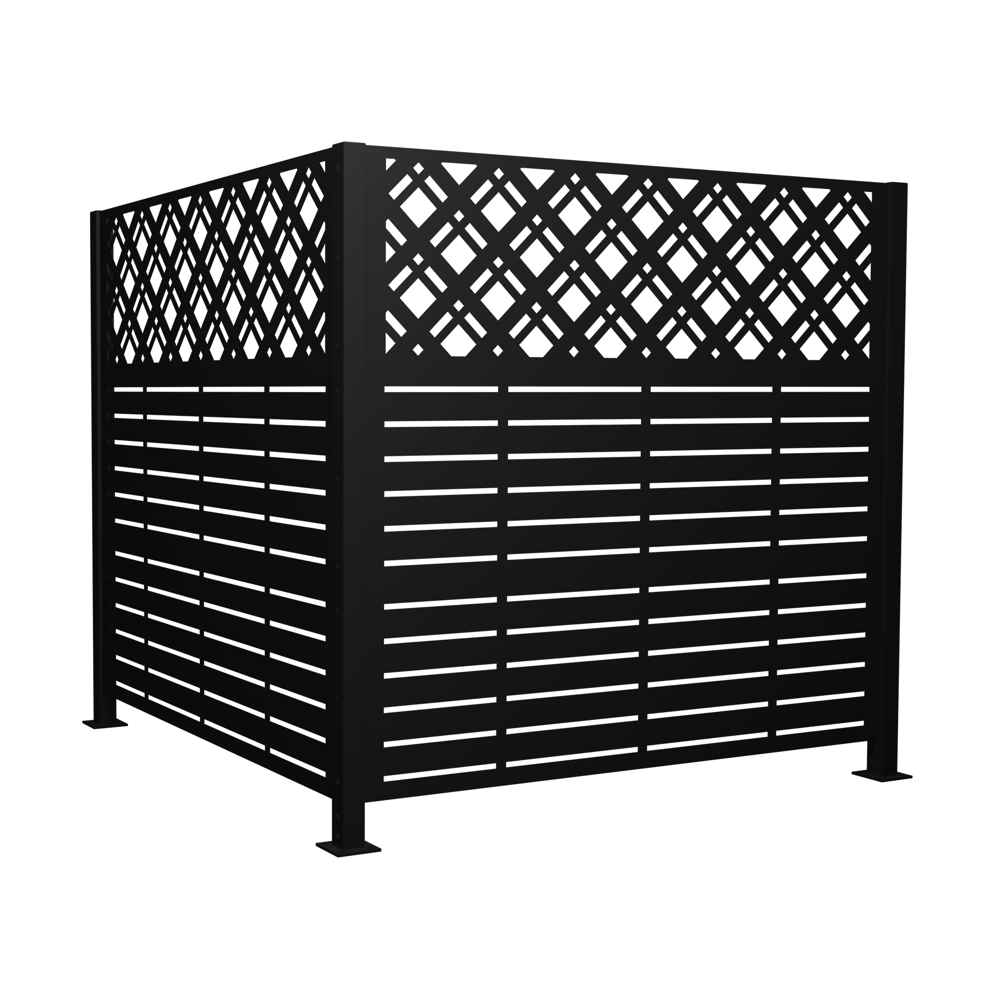 W48'' x H47.3'' x 2 Panels Metal Privacy Screen, Outdoor Privacy Panels, Trash Can Enclosure, Air Conditioner Fence, Pool Equipment Enclosure, Backyard Fencing, Rhombus Black image 9