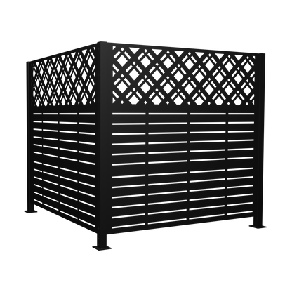 W48'' x H47.3'' x 2 Panels Metal Privacy Screen, Outdoor Privacy Panels, Trash Can Enclosure, Air Conditioner Fence, Pool Equipment Enclosure, Backyard Fencing, Rhombus Black image 9